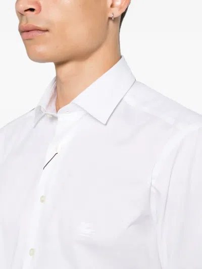 Etro Roma Logo Shirt Regular Fit Long Sleeves In White