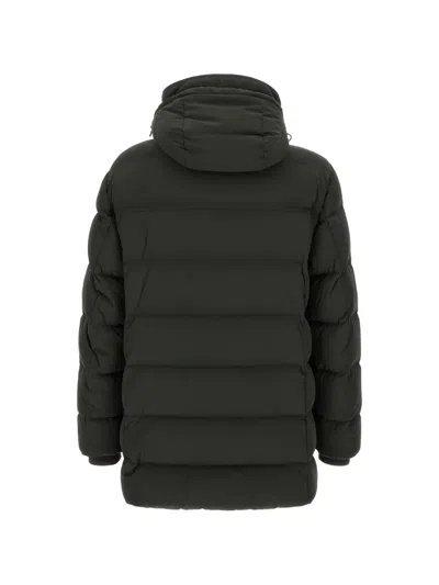 Moorer Polyester Down Hooded Jacket Front Pockets In Green
