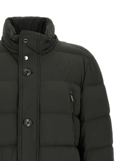 Moorer Polyester Down Hooded Jacket Front Pockets In Green