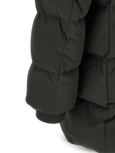 Moorer Polyester Down Hooded Jacket Front Pockets In Green