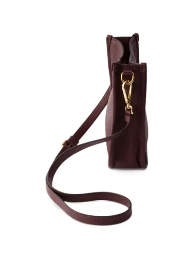Prada Mini Leather Shoulder Bag In Burgundy