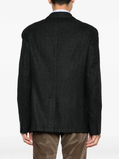 Etro Check-pattern Single-breasted Blazer In Gray