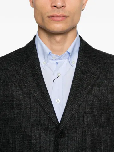 Etro Check-pattern Single-breasted Blazer In Gray