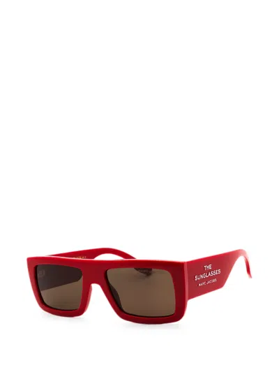Marc Jacobs Rectangle-frame Sunglasses In Red