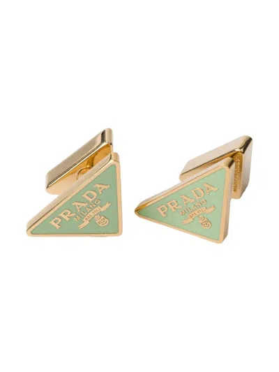 Prada Enameled Metal Earrings In Gold