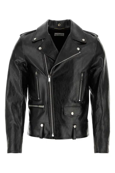 Saint Laurent Lamb Leather Jacket With Cupro Lining In Black