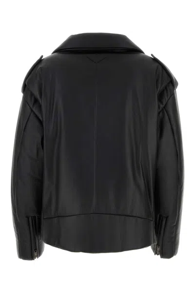Prada Nappa Leather Padded Jacket In Black