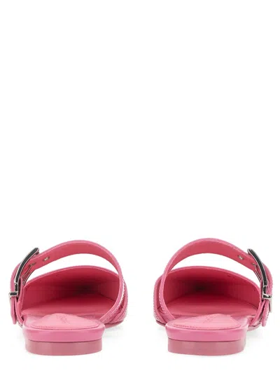 Alexander Mcqueen Pointed Leather Mules In Pink