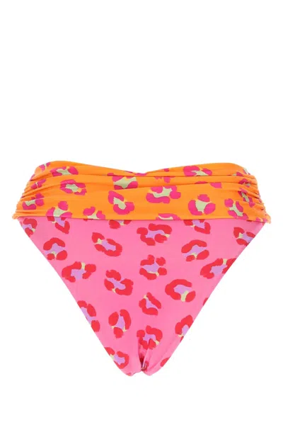 Farm Printed Stretch Polyester Bikini Bottom In Pink