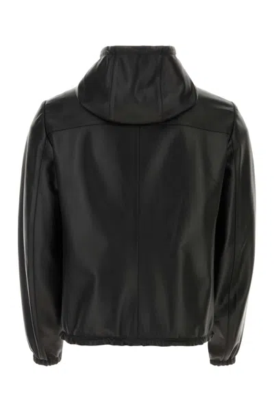 Prada Hooded Lightweight Jacket Front Pockets In Black
