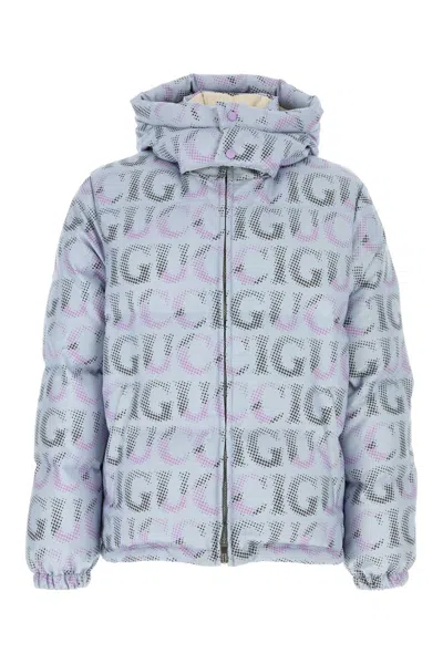 Gucci Printed Polyester Down Jacket In Blue