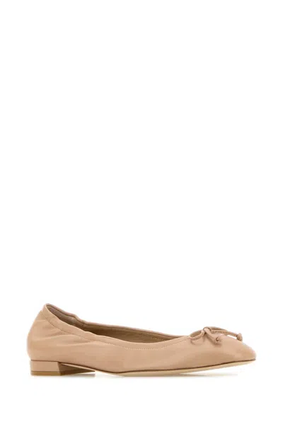 Stuart Weitzman Powder Pink Leather Bria Ballerinas In Pink