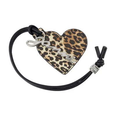 Ganni Bou Heart Mirror Keyring In Brown