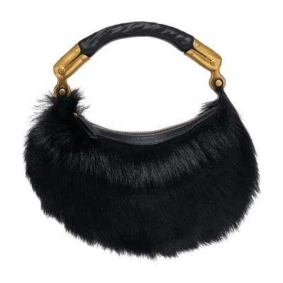 Balmain Black Ebene Mini Shoulder Bag In Black