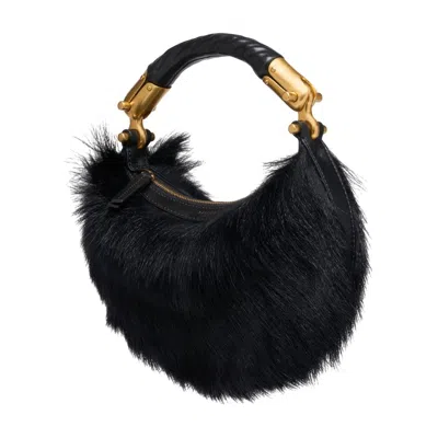 Balmain Black Ebene Mini Shoulder Bag In Black