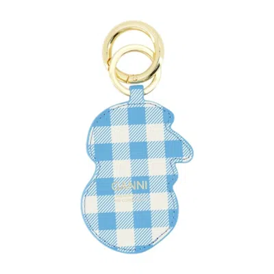 Ganni Apple Keyring Checkered Pattern Embroidered Design In Multi