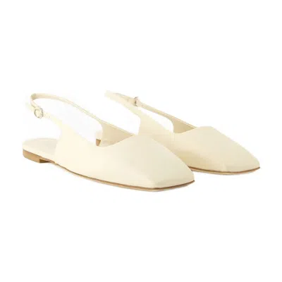 Aeyde Liya Slingback Leather Flat Pumps In White