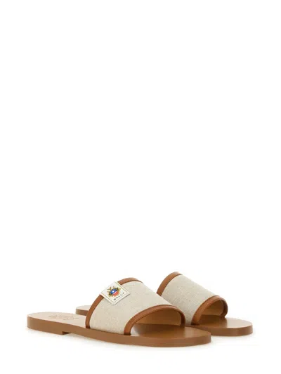 Bally Logo Patch Open-toe Slides In White