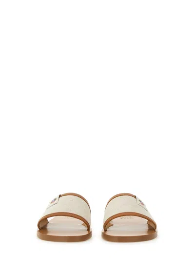 Bally Logo Patch Open-toe Slides In White