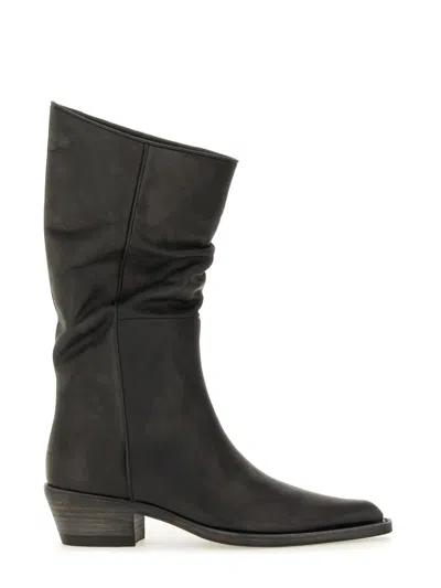 Khaite Clive Leather Boots In Black
