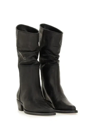 Khaite Clive Leather Boots In Black