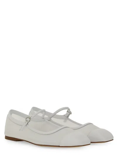 Aeyde Uma Mesh And Leather Mary Jane Flats In White