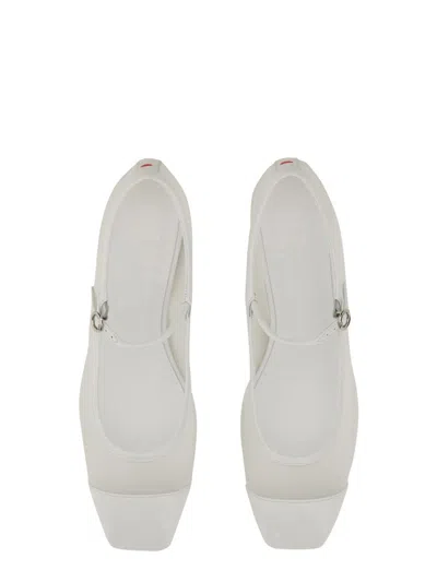 Aeyde Uma Mesh And Leather Mary Jane Flats In White