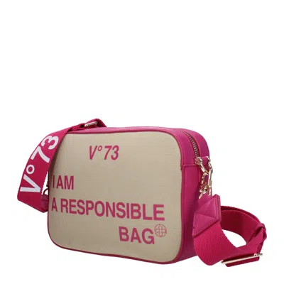 V73 V°73 女子s Responsibility 双聚酯斜挎包 米色/紫红色 In Pink