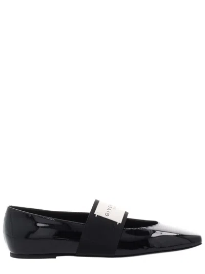 Givenchy Sliced Square Ballerinas In Patent Leather In Black