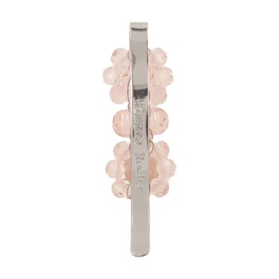 Simone Rocha Mini Flower Hair Clip  Brass Pink In Red