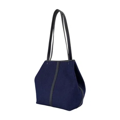 Vanessa Bruno Small Daily Double-handle Cotton Shoulder Bag In Blue