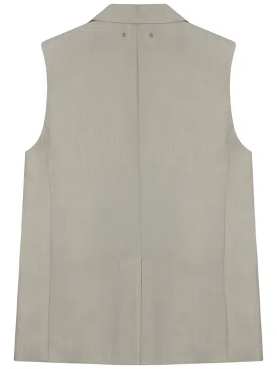 Golden Goose Beige Solid Notched Lapel Jacket In Gray