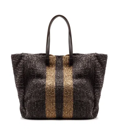 P.a.r.o.s.h Striped Woven Tote Bag In Brown