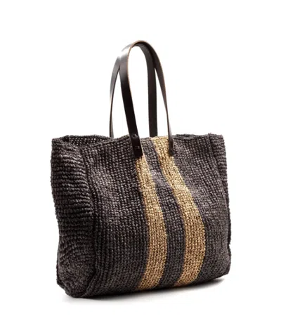 P.a.r.o.s.h Striped Woven Tote Bag In Brown
