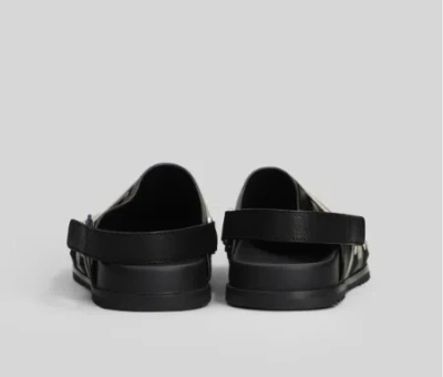Rick Owens Men Black Mules With Oversize Decorative Laces And Buckle Closure In Leather Man In Black