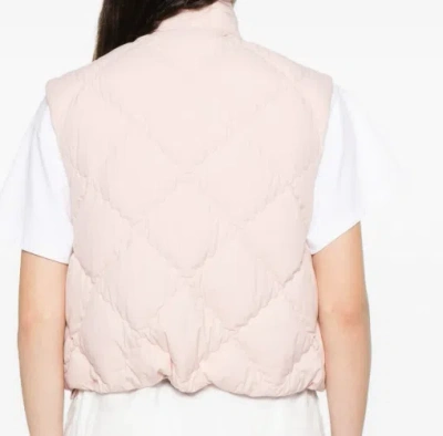 Moncler Biois Down Gilet Stand Collar Zigzag Quilted Technical Fabric In Pink