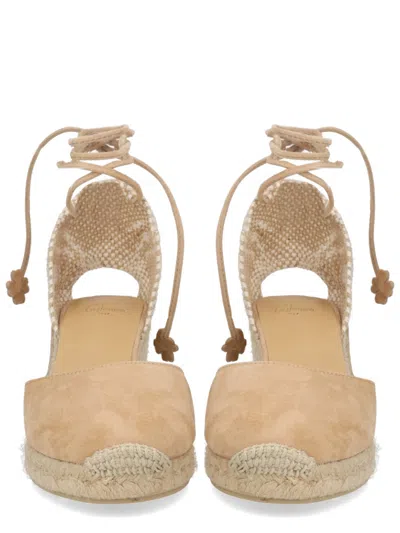 Castañer Womens Castaner Carina Suede Wedge Espadrilles In Neutral