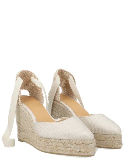 Castañer Neutrals Joyce Pointed Jute Platform Sandals In White