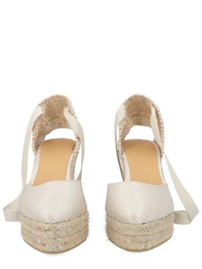 Castañer Neutrals Joyce Pointed Jute Platform Sandals In White