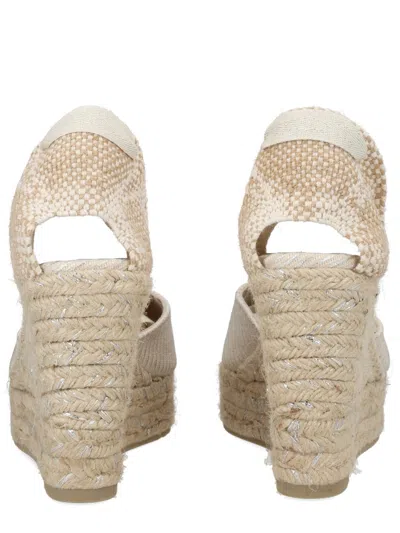 Castañer Neutrals Joyce Pointed Jute Platform Sandals In White