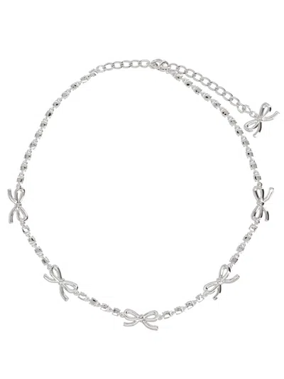 Self-portrait 自画像“水晶蝴蝶结”项链 In Silver
