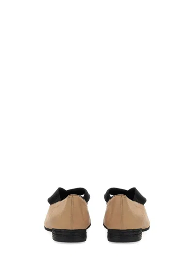 Uma Wang Ballet Flats Calfskin Suede Crisscross Straps In Brown