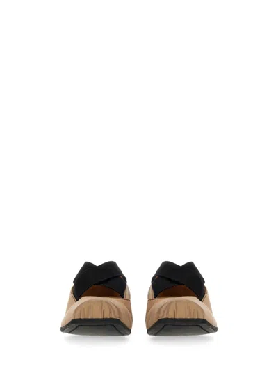 Uma Wang Ballet Flats Calfskin Suede Crisscross Straps In Brown