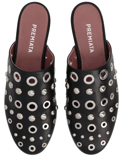 Premiata Leather Slipper With Studs In Black