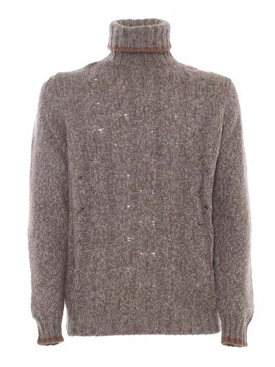Fedeli Turtle-neck L/s Knitted Sweater Man In Neutral