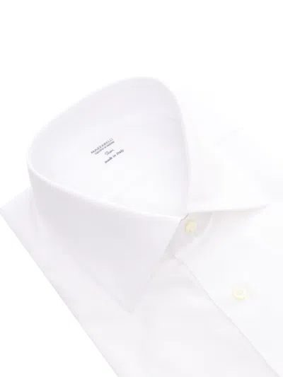 Mazzarelli Camicie Camicia In Cotone Bianco Slim Fit In White