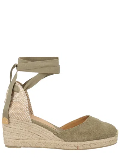 Castañer Green Solid Carina Wedges In Green