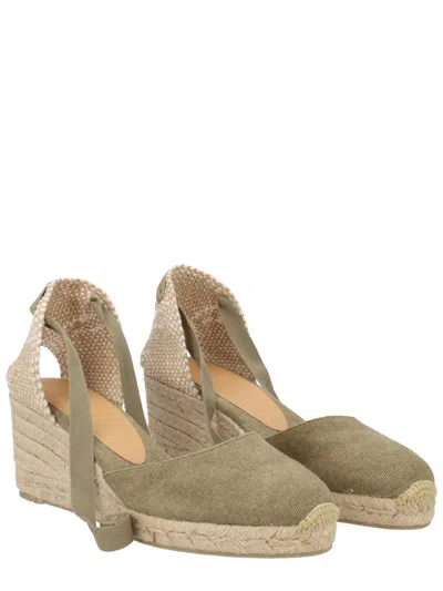 Castañer Green Solid Carina Wedges In Green