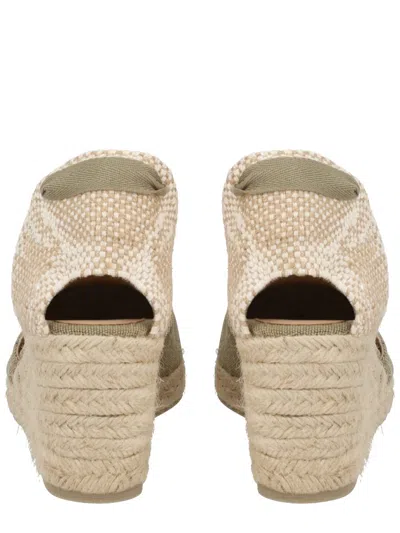 Castañer Green Solid Carina Wedges In Green