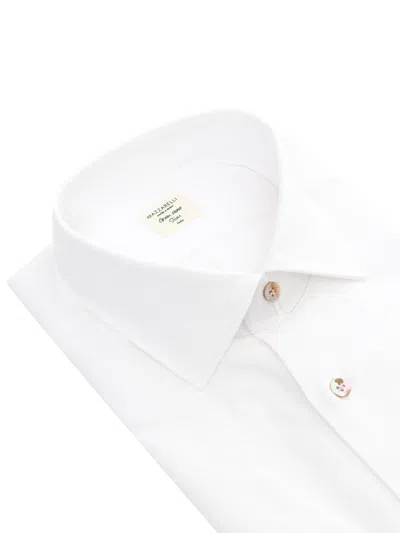 Mazzarelli Camicie Camicia 穿 Celeste Bianco 修身版型 In White